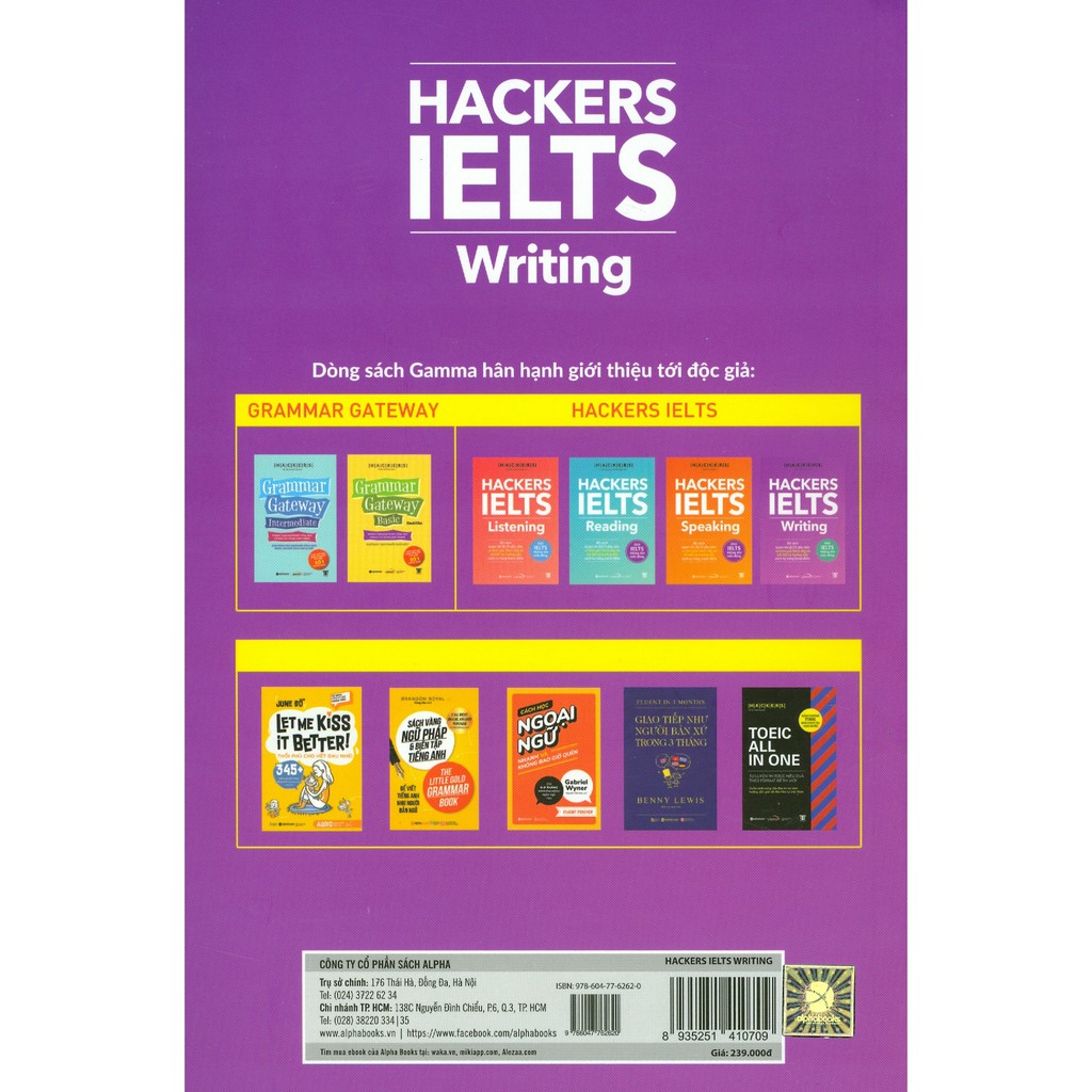 [ Sách ] Hackers IELTS Writing- Có Kèm Giải Thích Đáp Án Chi Tiết Và Hướng Dẫn