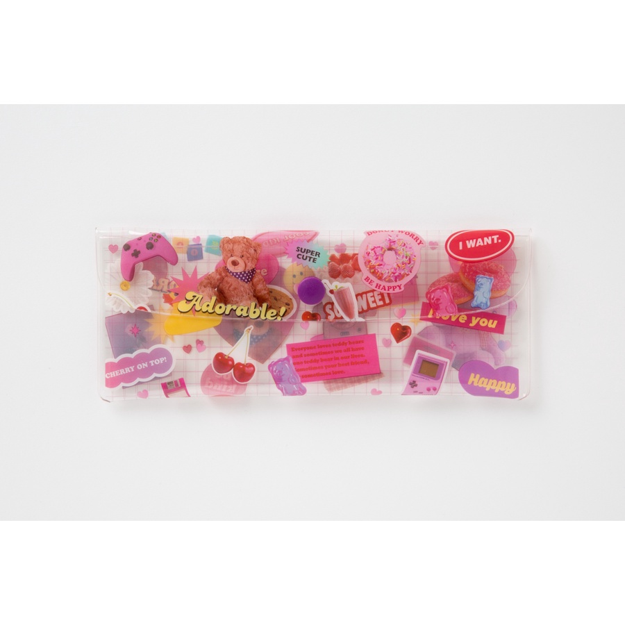 Túi Đựng Bút Hình Gấu Teddy ARTBOX Hàn Quốc Bằng PVC Dạng Nút Bấm