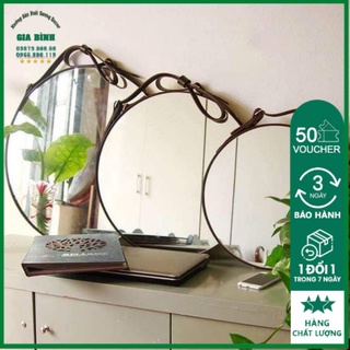 D50 Gương Tròn Treo Tường Dây Da Cao Cấp Simili