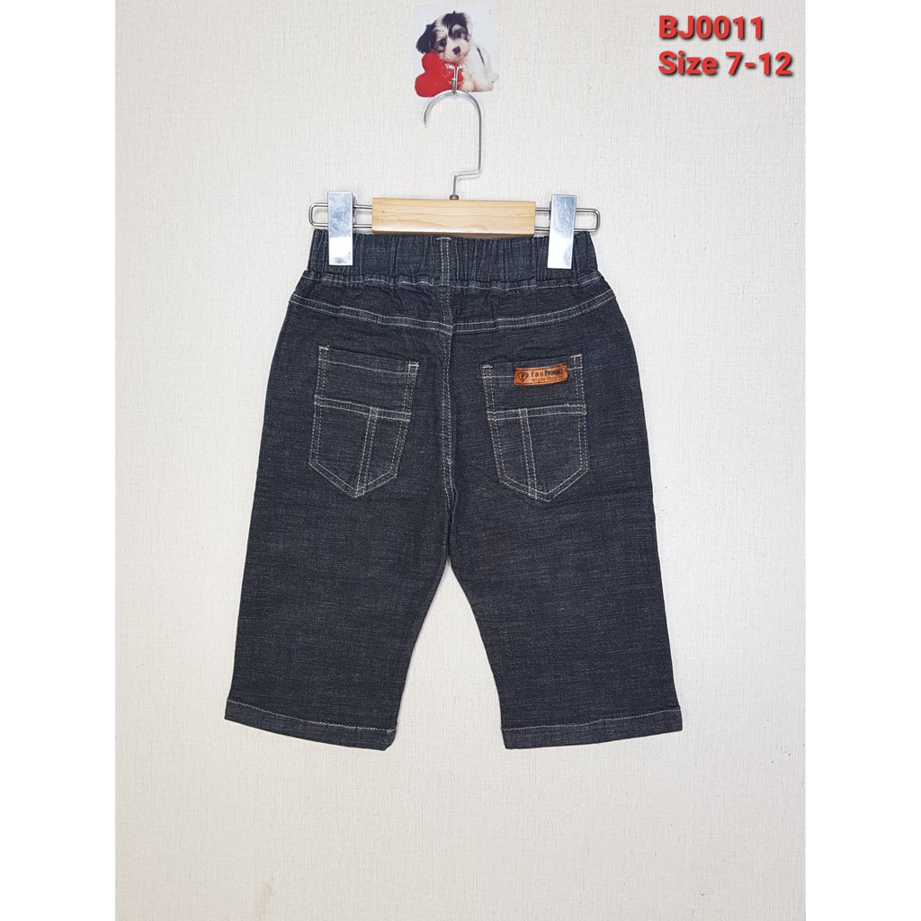 BJ0011- A1 quần Jean nam lửng co giãn thêu chữ màu ghi, hiệu XOKids, size 7-12