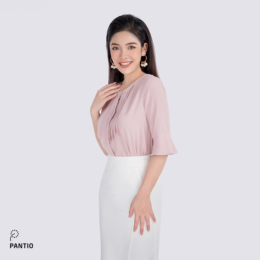 Áo sơ mi kiểu chất liệu lụa cát thiết kế áo đặc biệt dáng suông FAS33011 - PANTIO