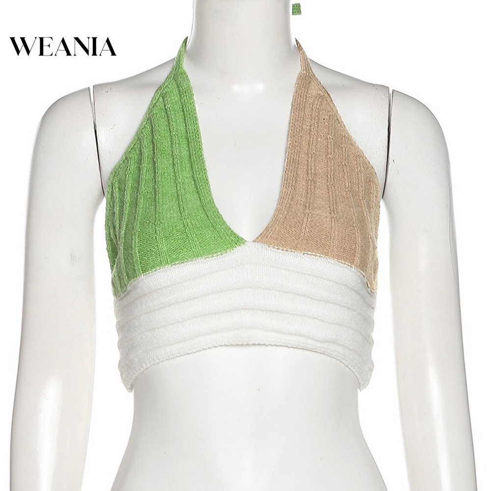 Áo Croptop Dệt Kim Hở Lưng Cổ Chữ V Thời Trang Mùa Hè Mới