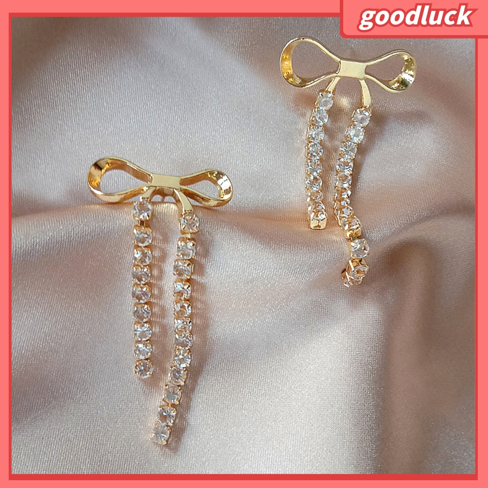 Đôi Bông Tai Dáng Dài Phối Nơ Xinh Xắn Thời Trang Cho Nữ