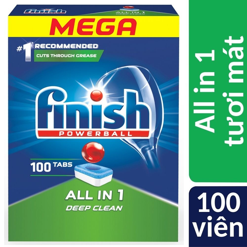 Combo 100 Viên finish all in 1+750ml Bóng finish+1.5kg muối rửa bát finish dùng cho Máy rửa bát