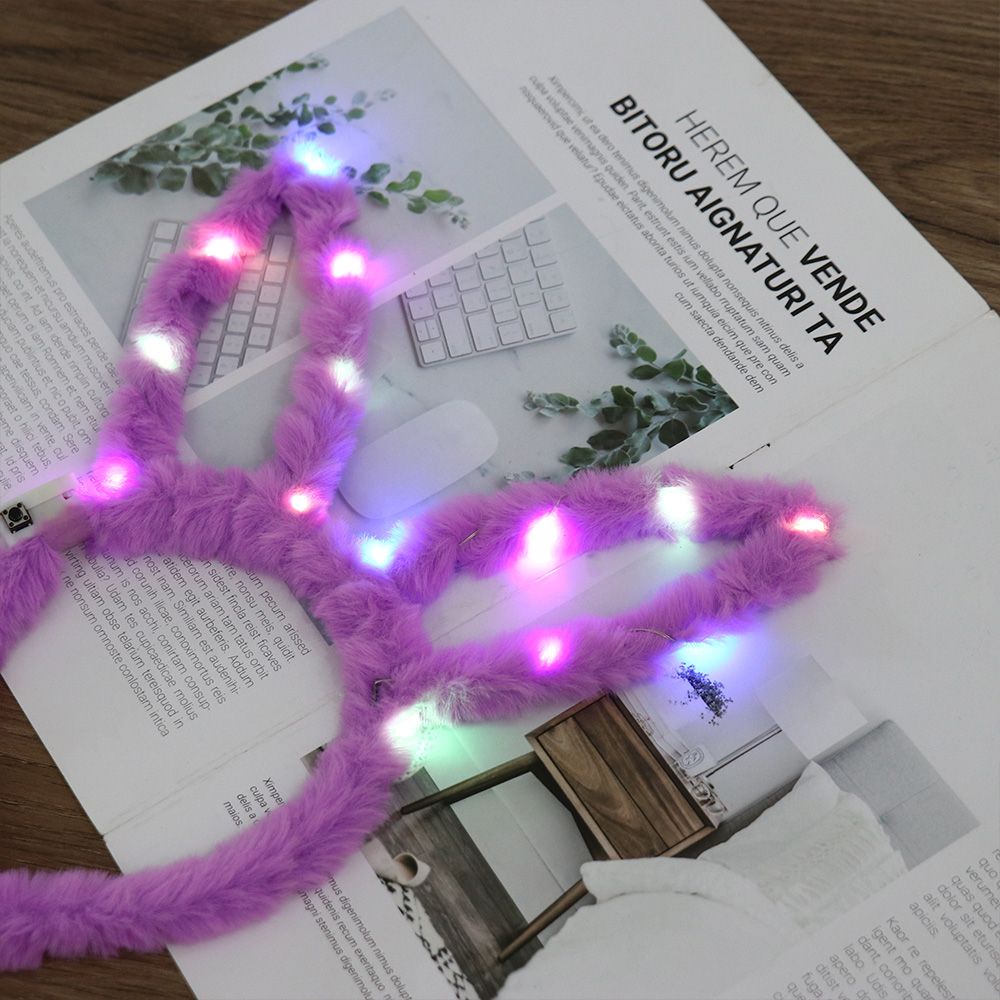 Băng Đô Tai Thỏ Tích Hợp 14 Đèn LED Dễ Thương Dùng Trang Trí Tiệc