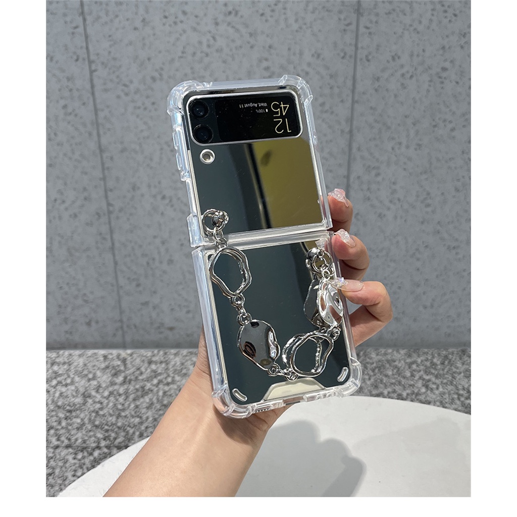 Ốp Điện Thoại Nắp Gập Tráng Gương Có Vòng Đeo Tay Cho Samsung Galaxy Z Flip 3 5G Z Flip 4 1 / 2 Z Flip3 ZFlip3 ZFlip 3 Z Flip4 ZFlip 4