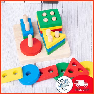 Bảng phân loại thả hình khối, Màu sắc - Giáo Cụ Montessori