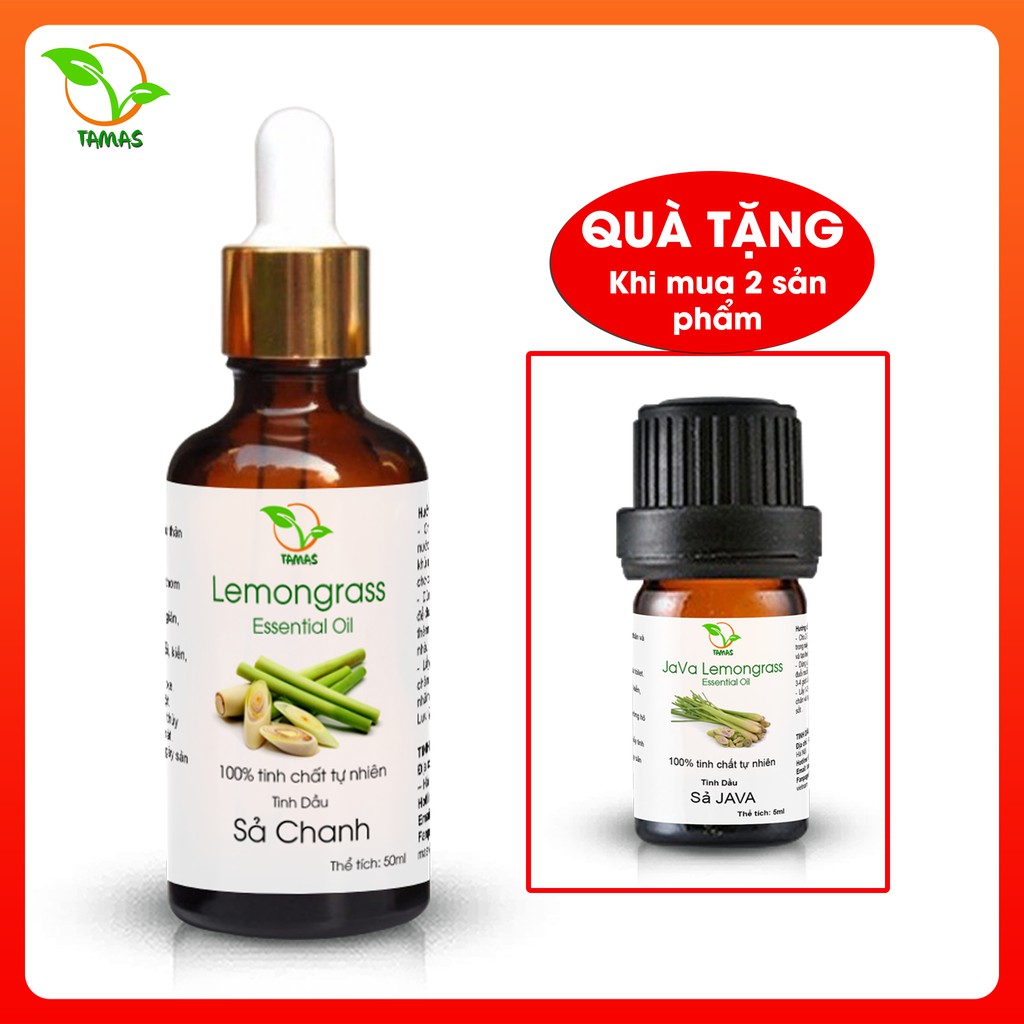 Tinh dầu Sả Chanh 50ml nguyên chất TAMAS, Tinh dầu thơm phòng, treo xe Ô tô, dùng cho đèn xông, máy khuếch tán tinh dầu