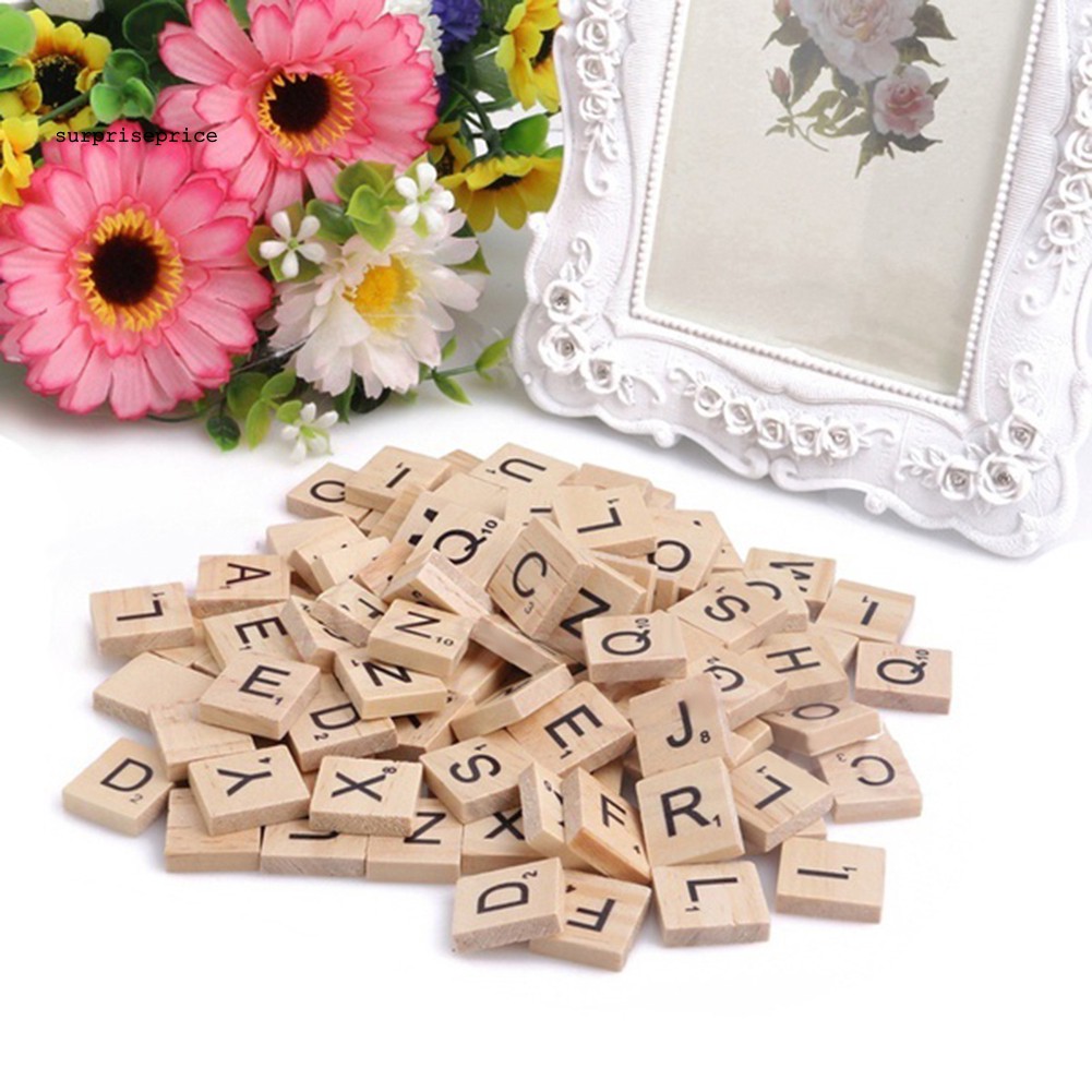 Set 100 nút gỗ kiểu chữ cái và trái tim để trang trí tiện lợi