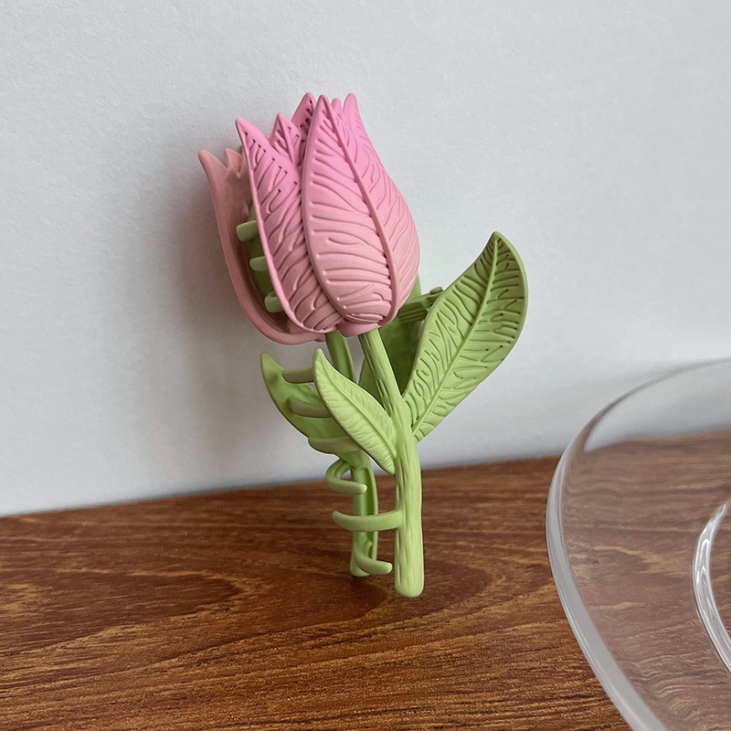 Kẹp Tóc Hình Hoa Tulip Hồng Thời Trang Hàn Quốc Cho Nữ #8