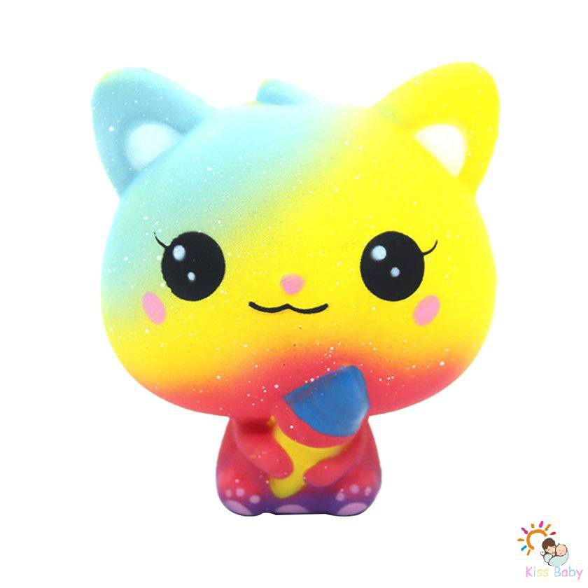 Đồ Chơi Xốp Squishy Giảm Stress Hình Cây Kem Mèo Dễ Thương Cho Bé