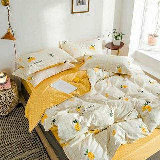 bộ chăn ga poly nhập khẩu chanh vàng