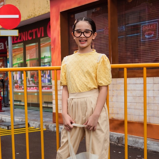 Áo thun JOOKYLI bé gái cộc tay cổ 3P tay bồng 57G1020