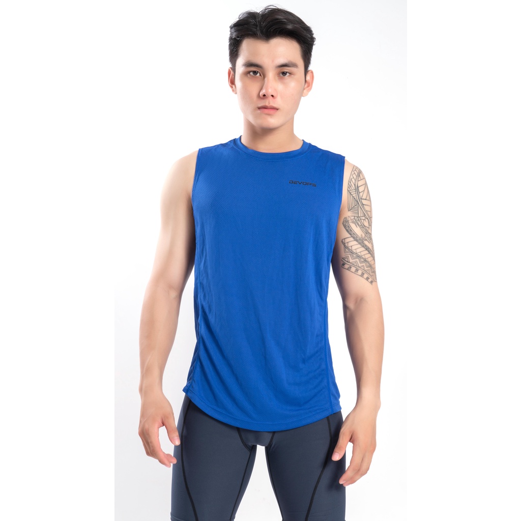 Áo thể thao nam sát nách TSLA DEVOPS form rộng dạng lưới thoáng khí thấm hút tốt tập gym work out Tank top DEH1035