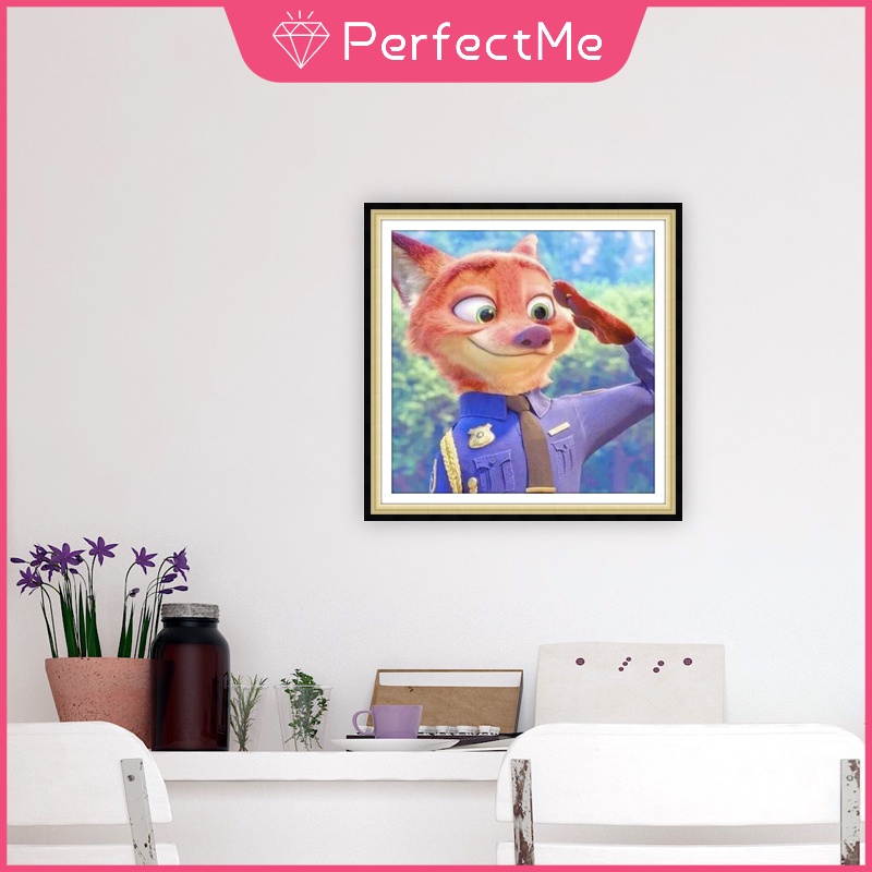 Bộ tranh đính đá 5D họa tiết Zootopia Judy và Nick độc đáo DIY 30x30cm