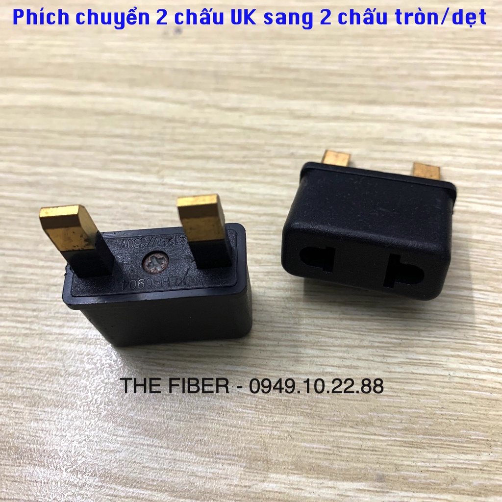 01 Cái Phích chuyển 2 chấu UK sang 2 chấu tròn/dẹt