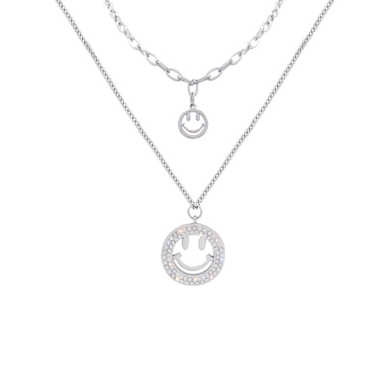 Vòng cổ hai lớp mặt hình mặt cười phong cách Âu Mỹ mới năm 2021