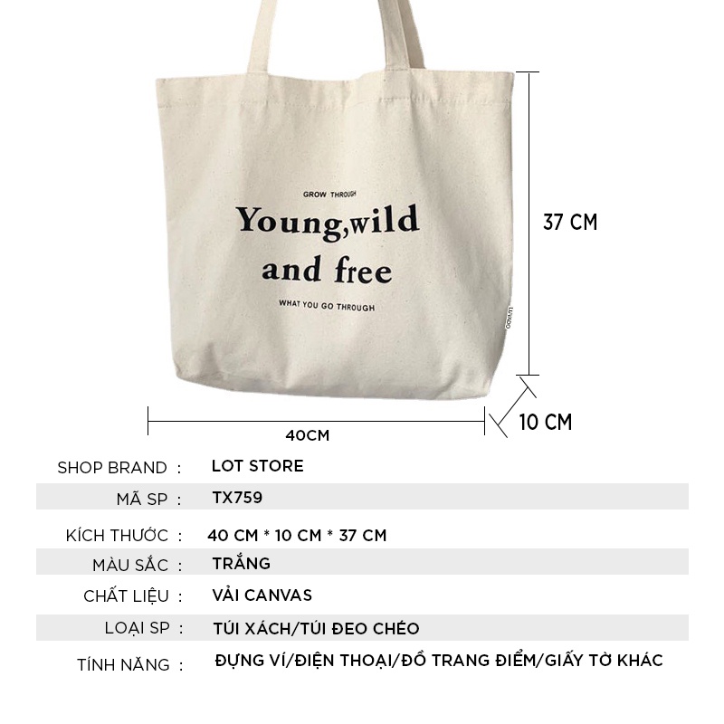 Túi vải thời trang canvas tote đựng đồ quần áo thời trang LOT STORE TX759