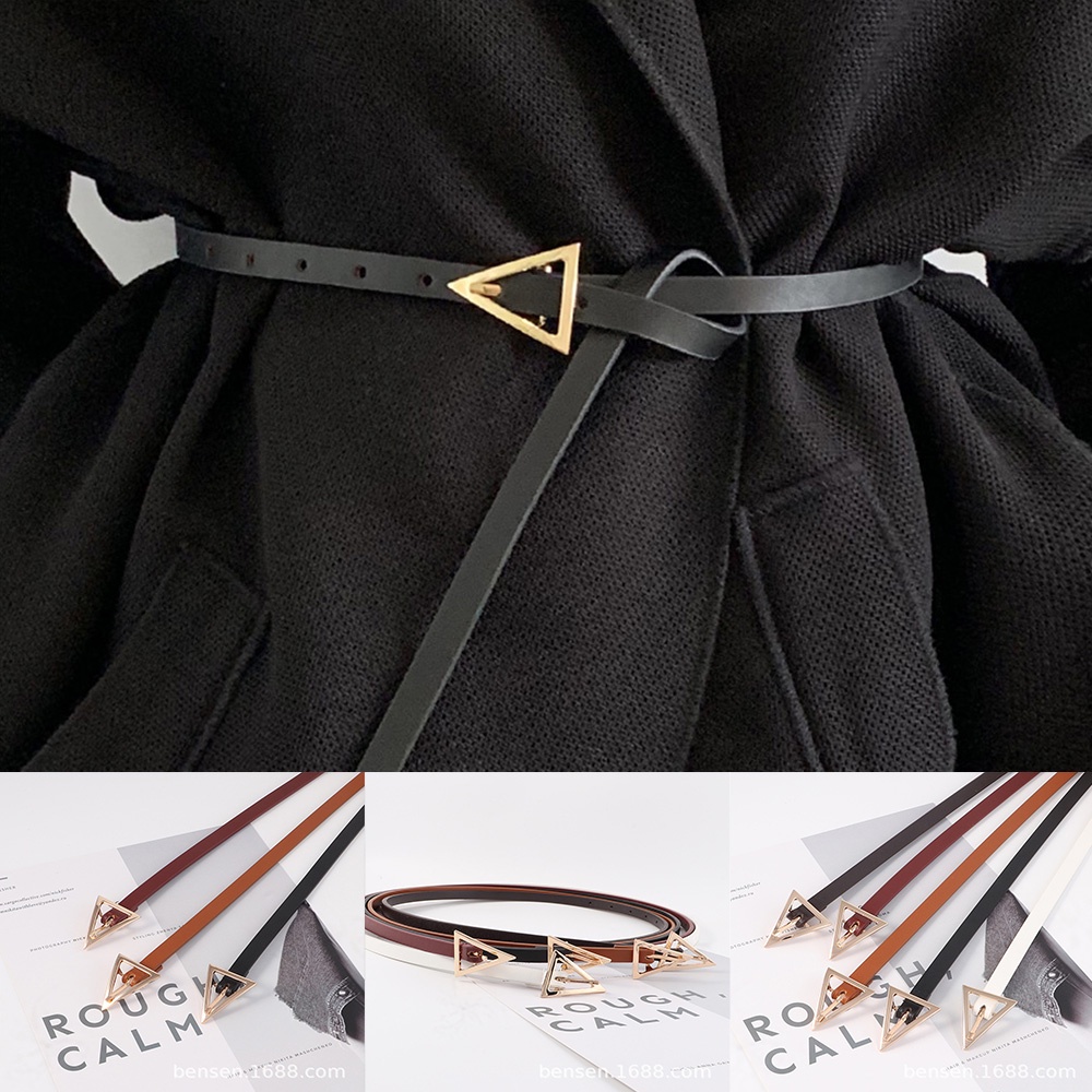 Thắt lưng da PU khóa kim loại hình tam giác 110cm phong cách retro thời trang Hàn Quốc