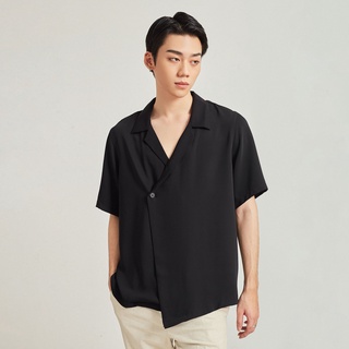 Áo sơ mi ngắn tay nam vạt chéo Highway (Menswear) Gabby đen
