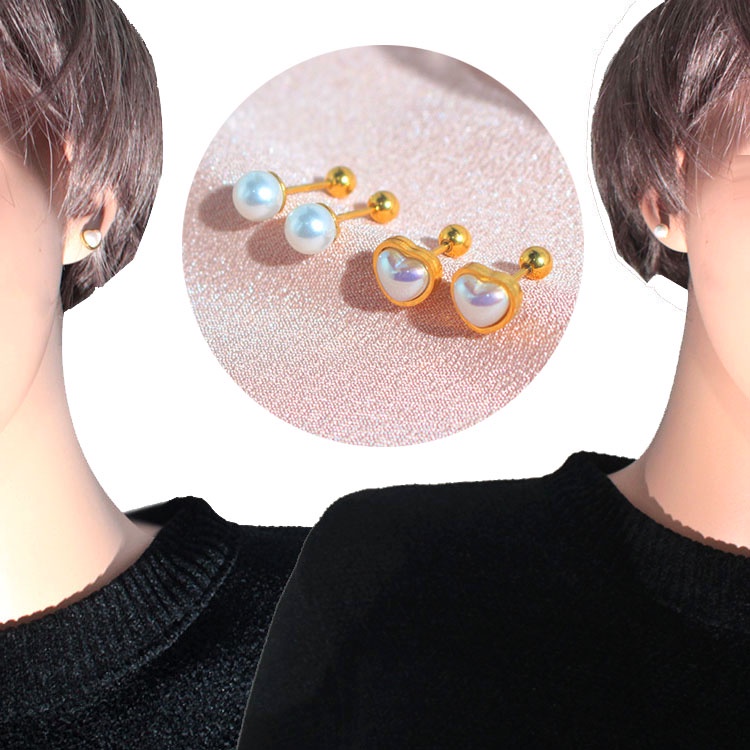 Bông Tai Mạ Vàng 18k Hình Cỏ Bốn Lá Bằng Thép Không Gỉ Cho Nữ , Bông tai Thép Titan nữ , khuyên tai titan không gỉ , Hoa tai titan