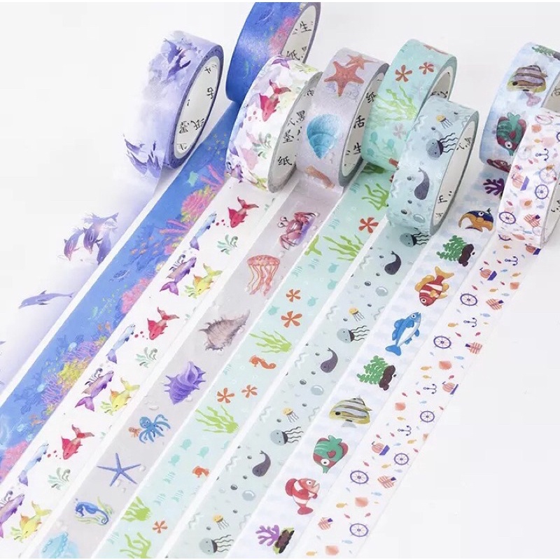 (Chiết) Băng dính washi tape chủ đề biển cả