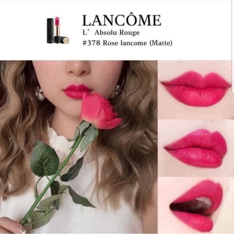 [ CHÍNH HÃNG] Son Lancome 378 Rose Lancôme Màu Hồng Dâu