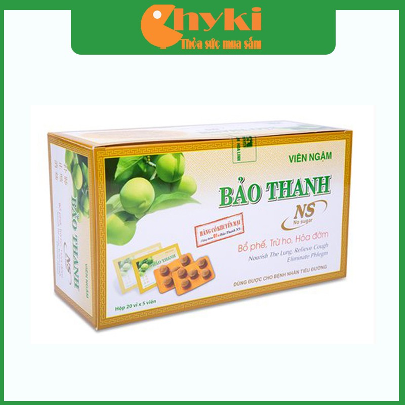 VIÊN NGẬM BẢO THANH KHÔNG ĐƯỜNG (20 VỈ X 5 VIÊN/HỘP)