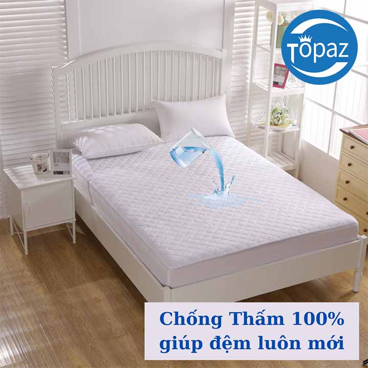 Ga chống thấm COTTON chính hãng TOPAZ cao cấp 3 lớp chống thấm tuyệt đối mềm mại êm ái không nóng bí không sột soạt