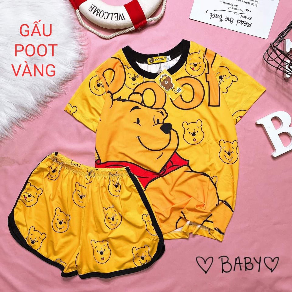 Set đồ bộ pijama 3D đùi BABY hình thú dễ thương Boo Boo size 15kg - 33kg