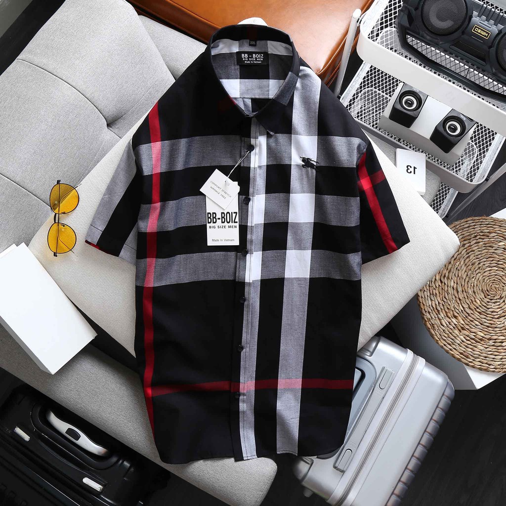 BIGSIZE - Áo sơ mi BBR nam tay ngắn caro bigsize nhiều mẫu form 80-135kg