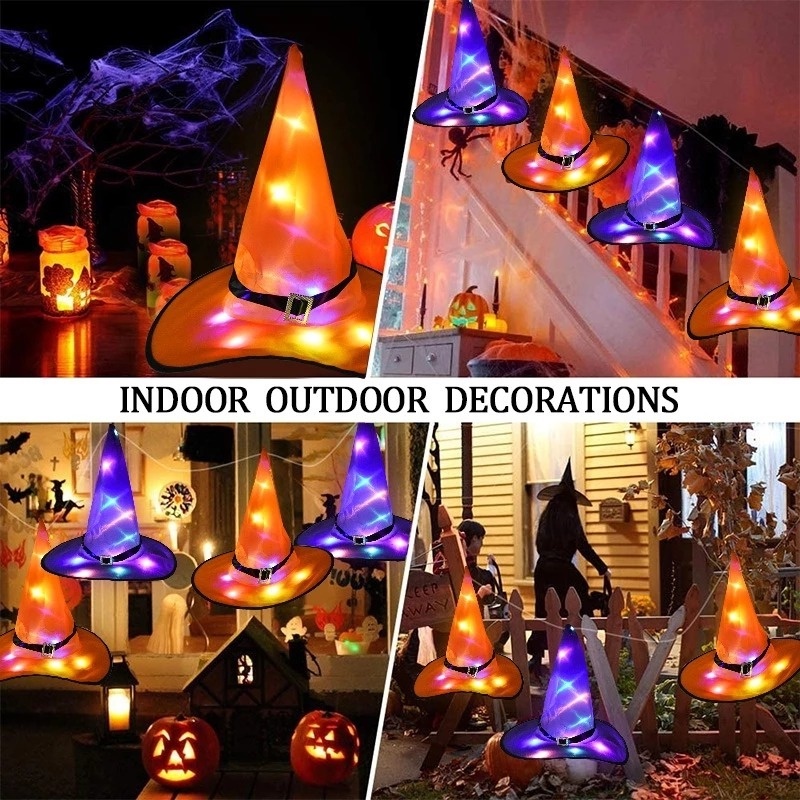 Mũ Phù Thủy Phát Sáng Đa Năng Trang Trí Tiệc Halloween Cho Bé