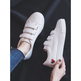 [ORDER] Giày bata học sinh quai dán màu trắng in hình tim siêu xinh - MBS341