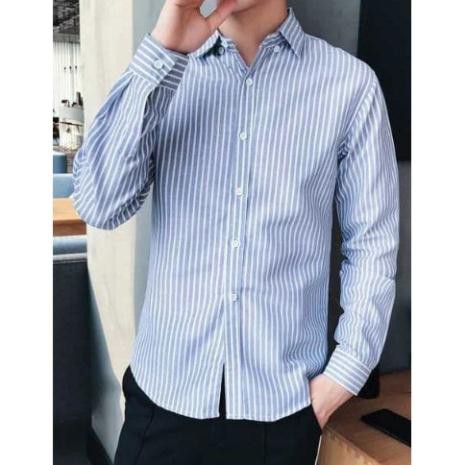 Áo sơ mi nam dài tay sọc xanh
