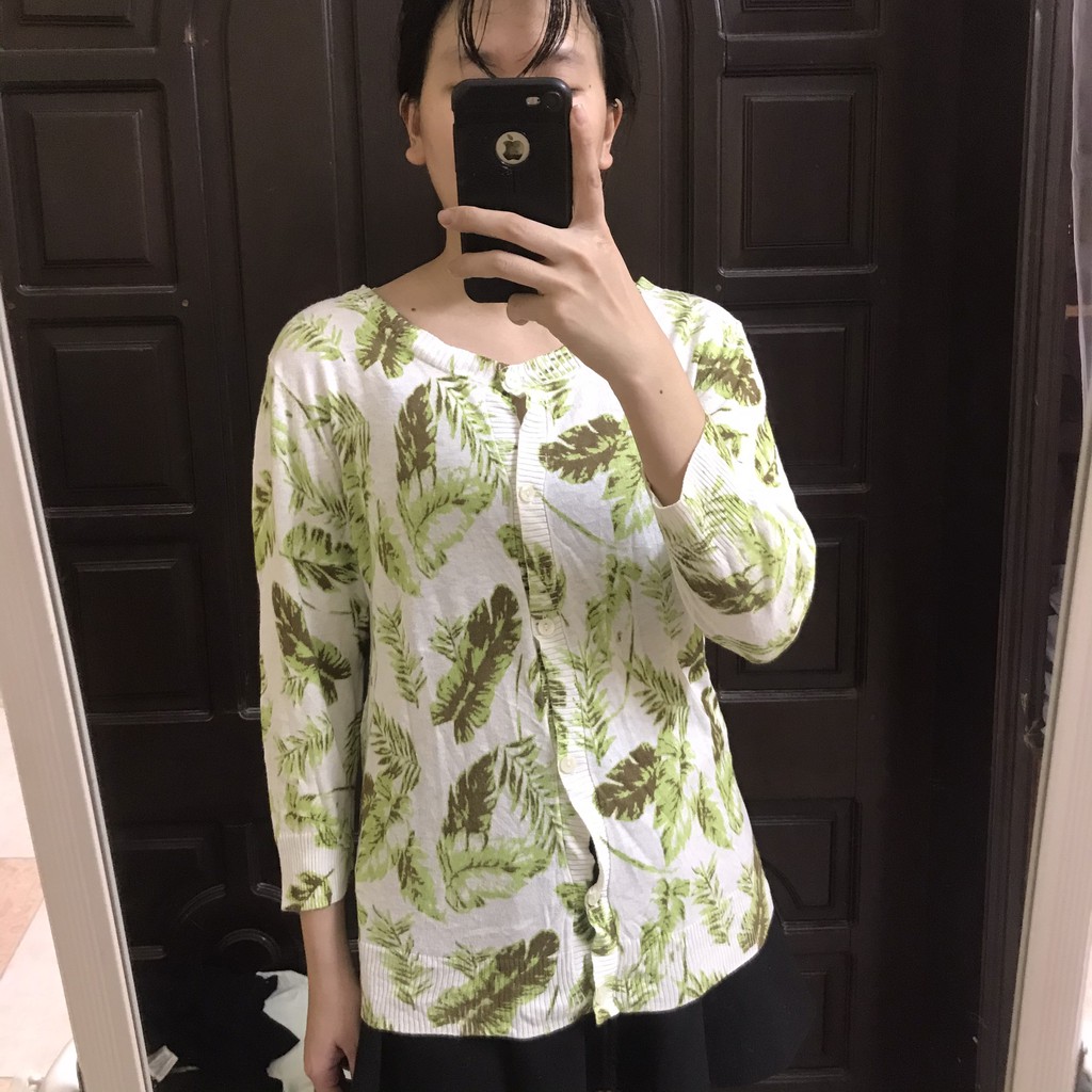 Cadigan len mỏng hình lá độc lạ size M hiệu black number hàng 2nd tuyển chọn