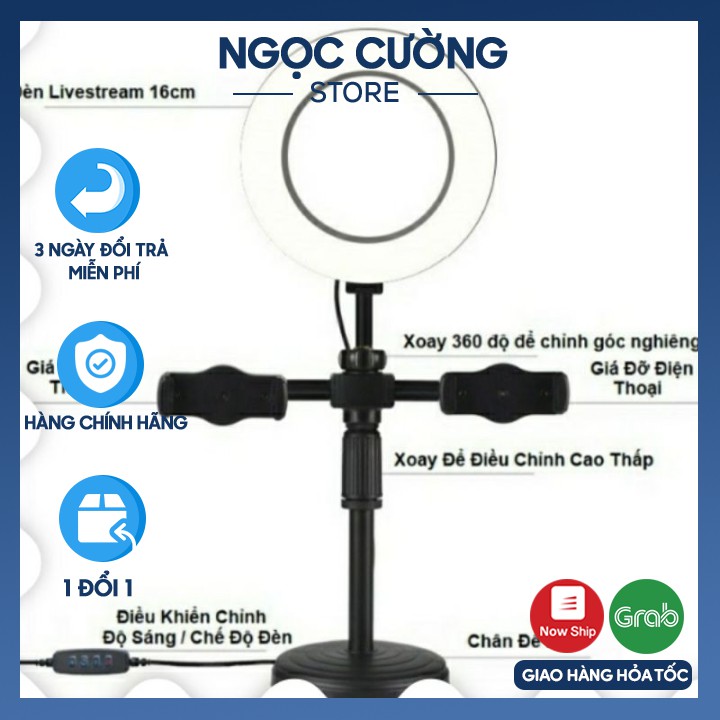 Giá Đỡ 2 Điện Thoại, Kiêm Đèn Led 3 Màu Livestream, Kẹp Điện Thoại Để Bàn - Ảnh Thật | BigBuy360 - bigbuy360.vn