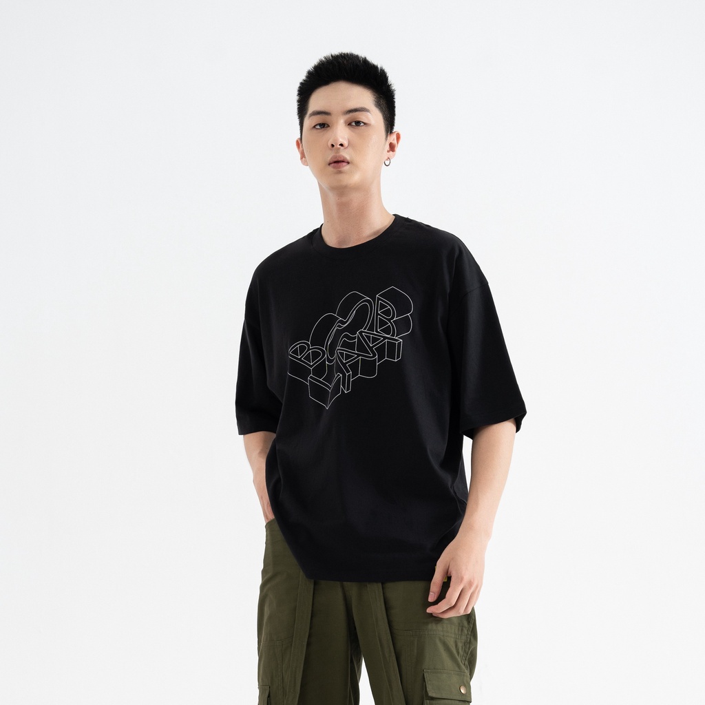 Áo Thun BOO Unisex Dáng Oversized Vải Cotton Cao Cấp In Logo 3D BOOLAAB