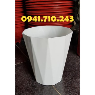Chậu nhựa trắng kim cương (D = 30cm) x cao 40cm - Shop chậu cảnh