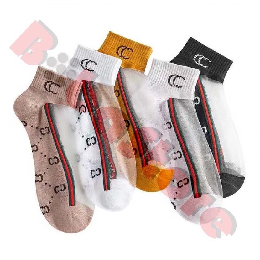 Set 10 Tất Vớ Nữ Cổ Ngắn Trong Suốt Tàng Hình Lưới Thoáng Khí G.U.C.C.I Dễ Thuơng
