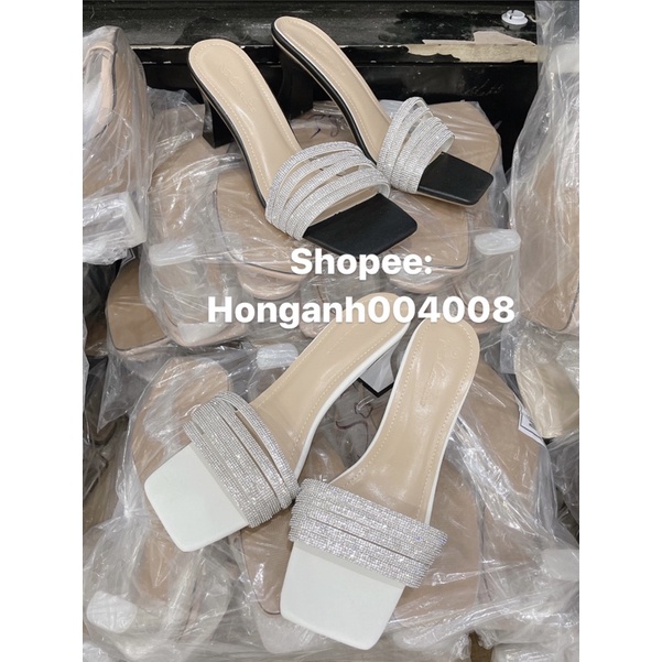 Guốc quai ngang đính đá gót cao 5p mẫu mới cho nữ g139