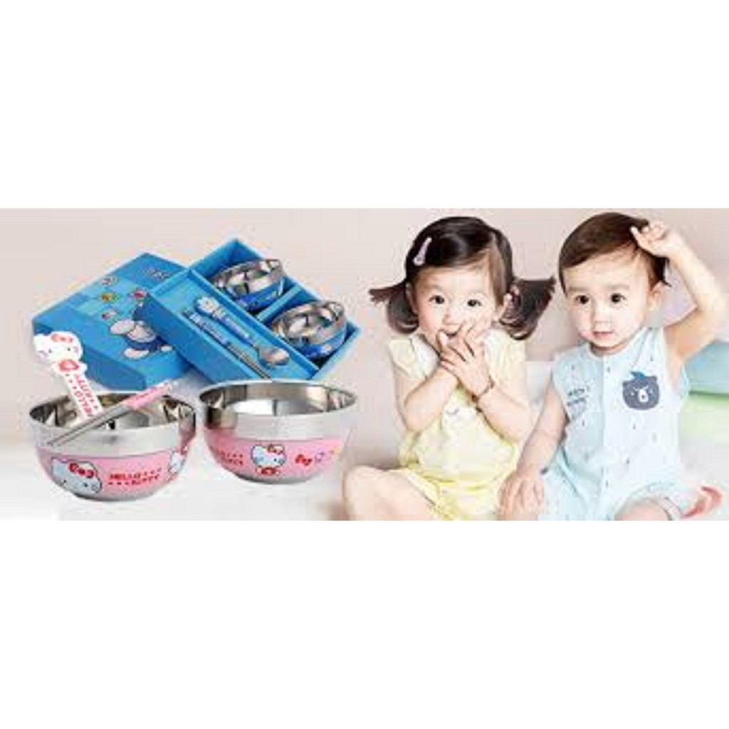 BỘ BÁT ĂN CHỐNG NÓNG HELLO KITTY - DOREMON DỄ THƯƠNG CHO BÉ
