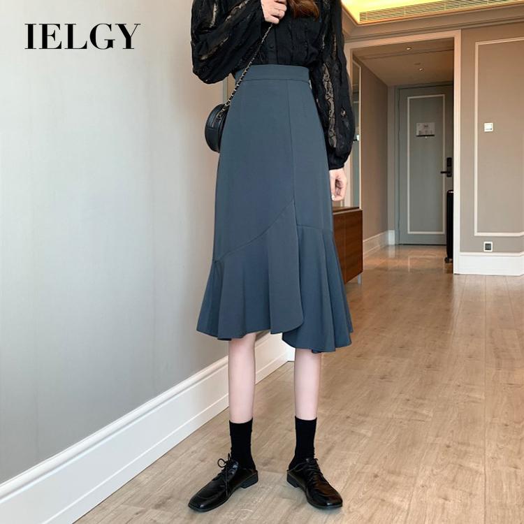 Chân váy IELGY dáng chữ A lưng cao phong cách Hàn Quốc thời trang dành cho nữ