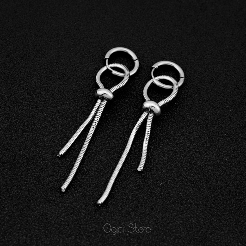 Bông tai, Khuyên tai nam nữ thép không gỉ dáng tròn thả dạng chuỗi dây rắn cá tính, Độc đáo, Unisex, 1 chiếc