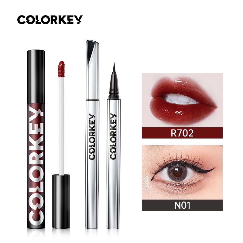 COLORKEY Set mỹ phẩm COLORKEY gồm son bóng 1.7g và bút kẻ mắt 0.5g