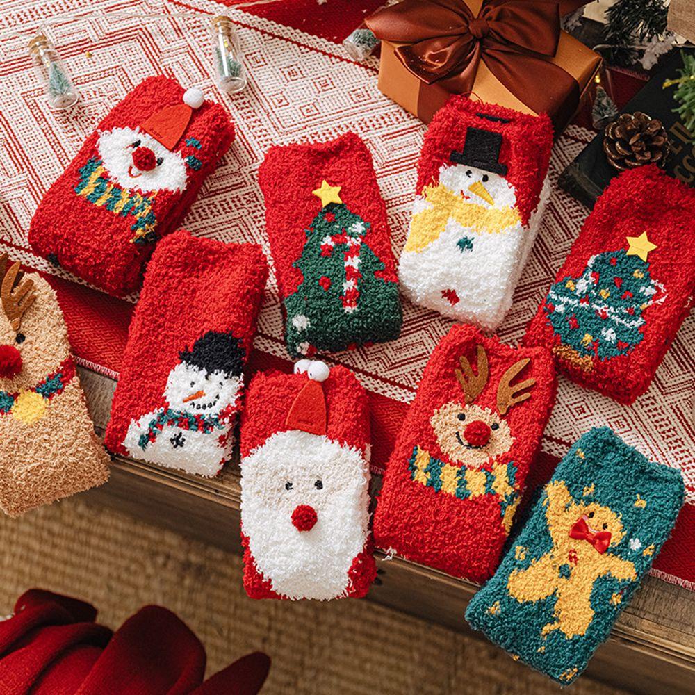 Vớ Nhung San Hô Cổ Vừa In Họa Tiết Ông Già Noel Hoạt Hình Dễ Thương Thời Trang Mùa Đông Cho Nữ