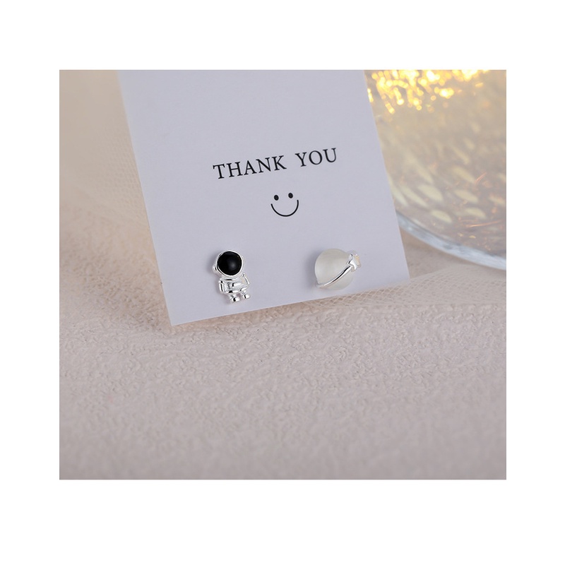 Khuyên tai Ahellogirl bạc S925 hình phi hành gia sang trọng phong cách Hàn Quốc 2022