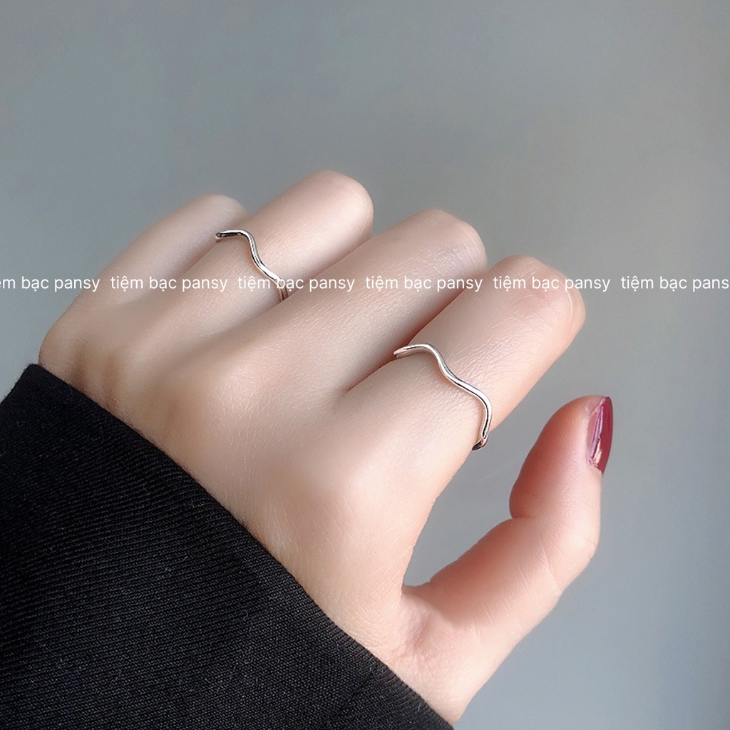 Nhẫn bạc nữ PANSY sóng trơn đơn giản bằng bạc ta thật cá tính