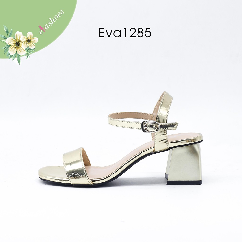 Sandal Gót Vuông Quai Ngang Ánh Kim 5cm Evashoes - Eva1285