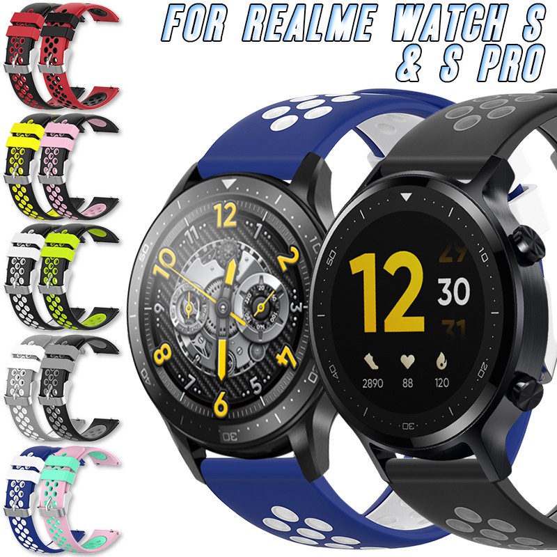 Dây Đeo Silicon Hai Màu Thay Thế Cho Đồng Hồ Thông Minh Realme Watch S & Realme Watch S Pro 22mm