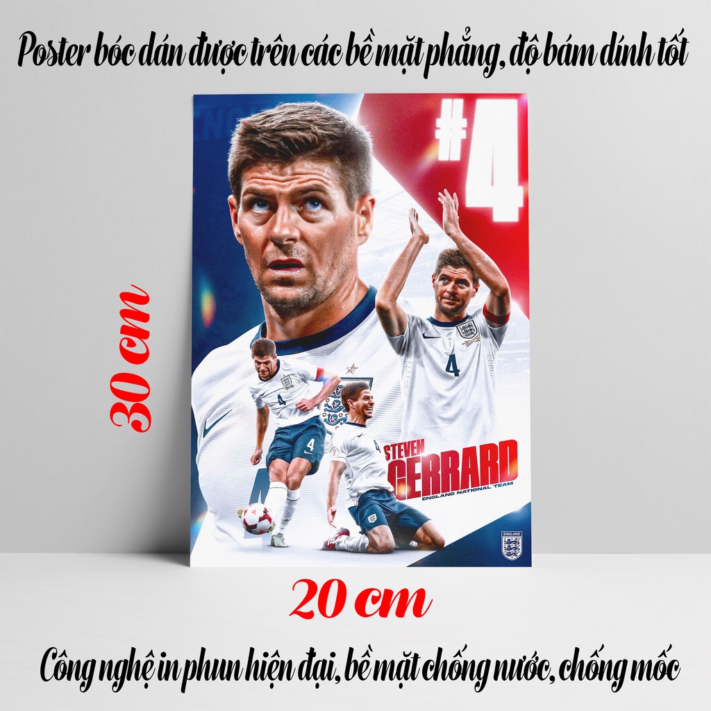 Poster Steven Gerrard, Ảnh Dán Tường Steven Gerrard Cực Đẹp, Poster Bóng Đá Có In Theo Yêu Cầu